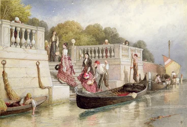 Desembarcando de la góndola, Venecia